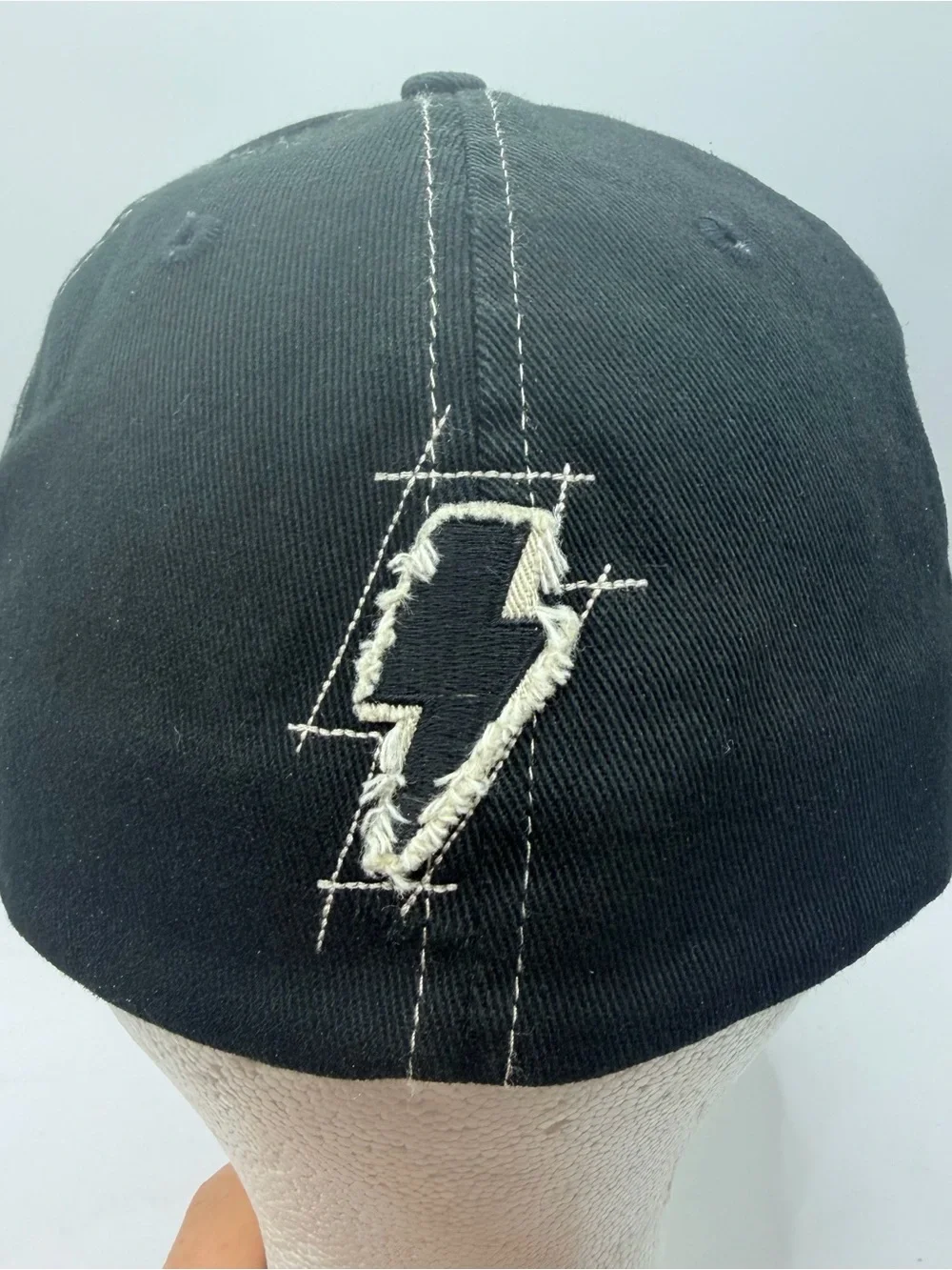 Vintage AC/DC Rock Band Hat Cap Black Distressed Lightning Bolt Patch Rockware
